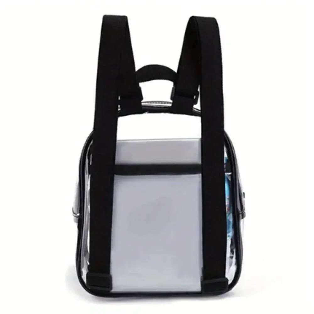 Clear - Transparent Small Backpack With Black Straps -Security Approved - NWT